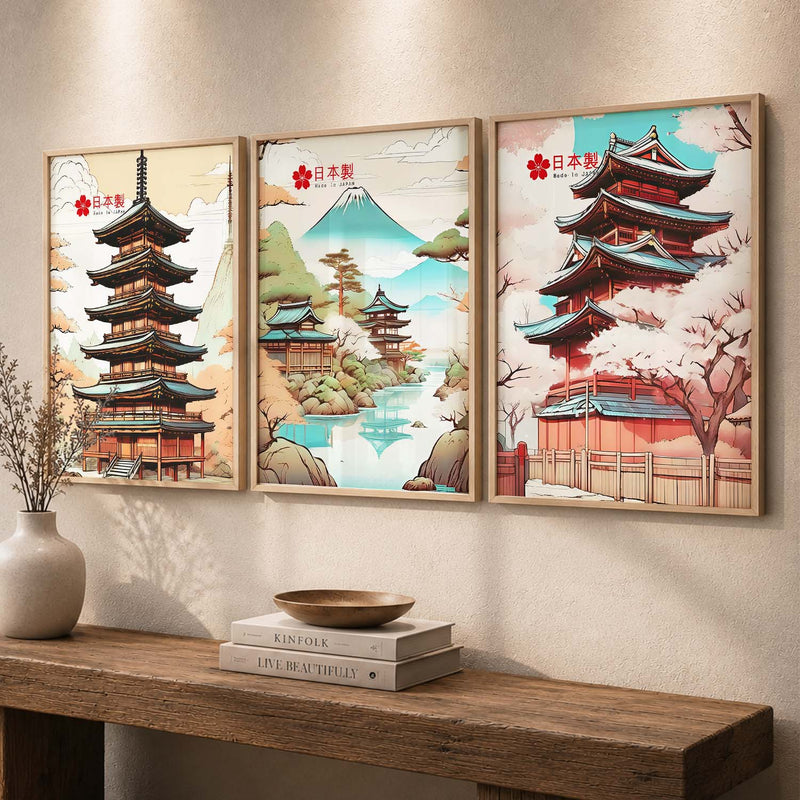Japanese Cities Wall Art Paintings for Living Room Bedroom