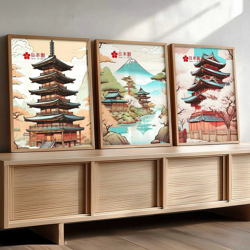 Japanese Cities Wall Art Paintings for Living Room Bedroom