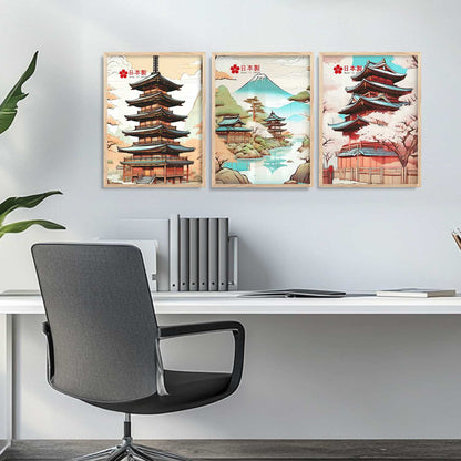 Japanese Cities Wall Art Paintings for Living Room Bedroom