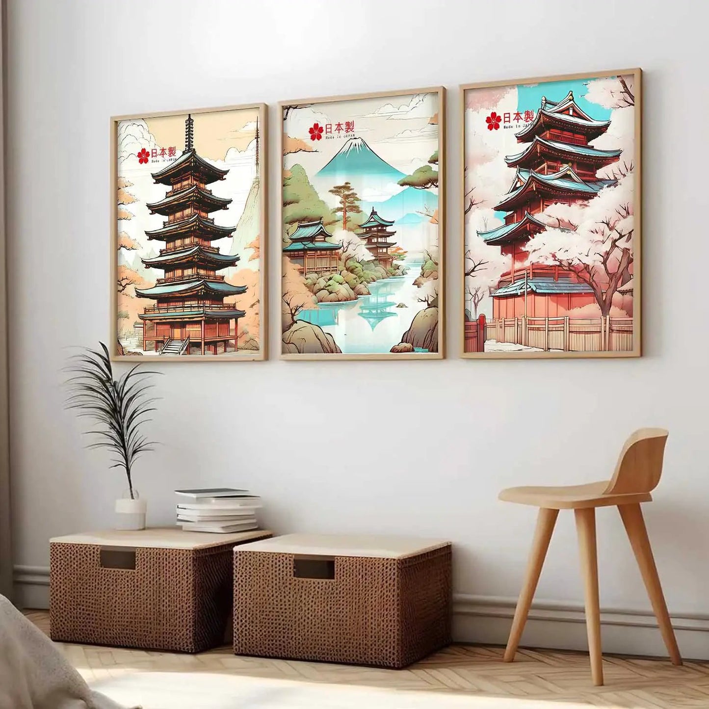 Japanese Cities Wall Art Paintings for Living Room Bedroom