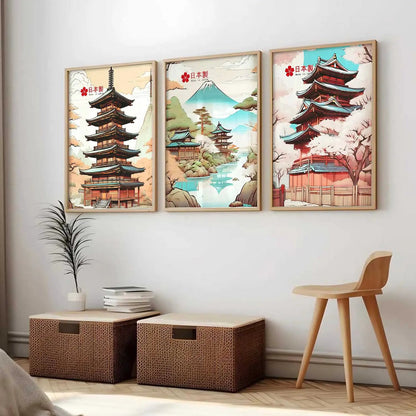 Japanese Cities Wall Art Paintings for Living Room Bedroom