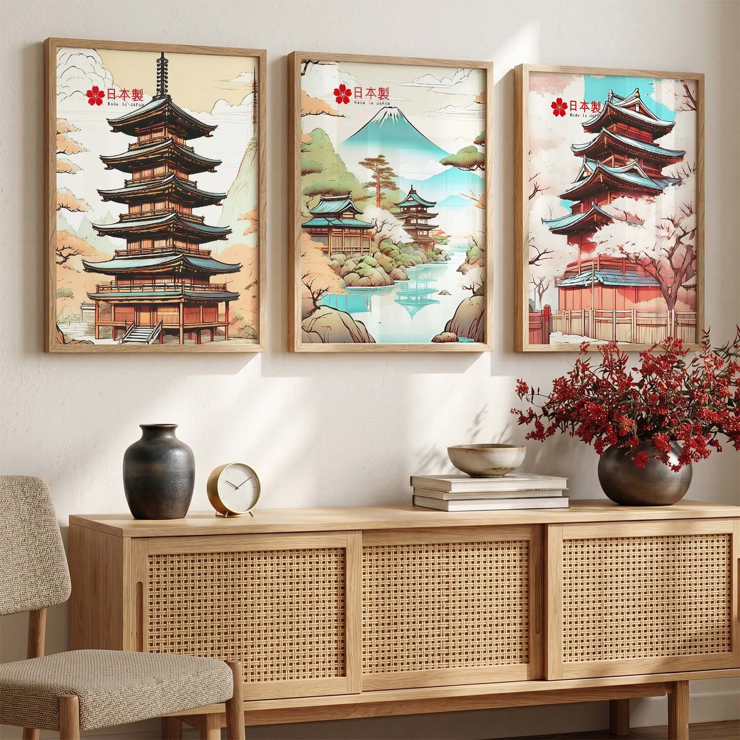 Japanese Cities Wall Art Paintings for Living Room Bedroom