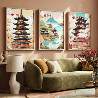 Japanese Cities Wall Art Paintings for Living Room Bedroom