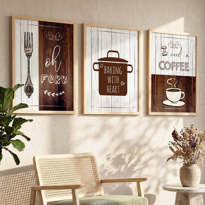 Wall Frame Set for Kitchen Restaurant & Bar Wall Decor - Food Quotes Posters Set