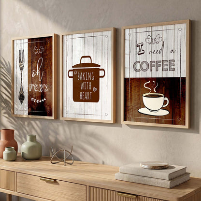 Wall Frame Set for Kitchen Restaurant & Bar Wall Decor - Food Quotes Posters Set