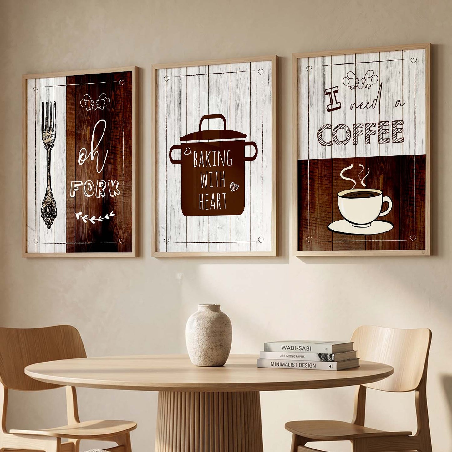 Wall Frame Set for Kitchen Restaurant & Bar Wall Decor - Food Quotes Posters Set