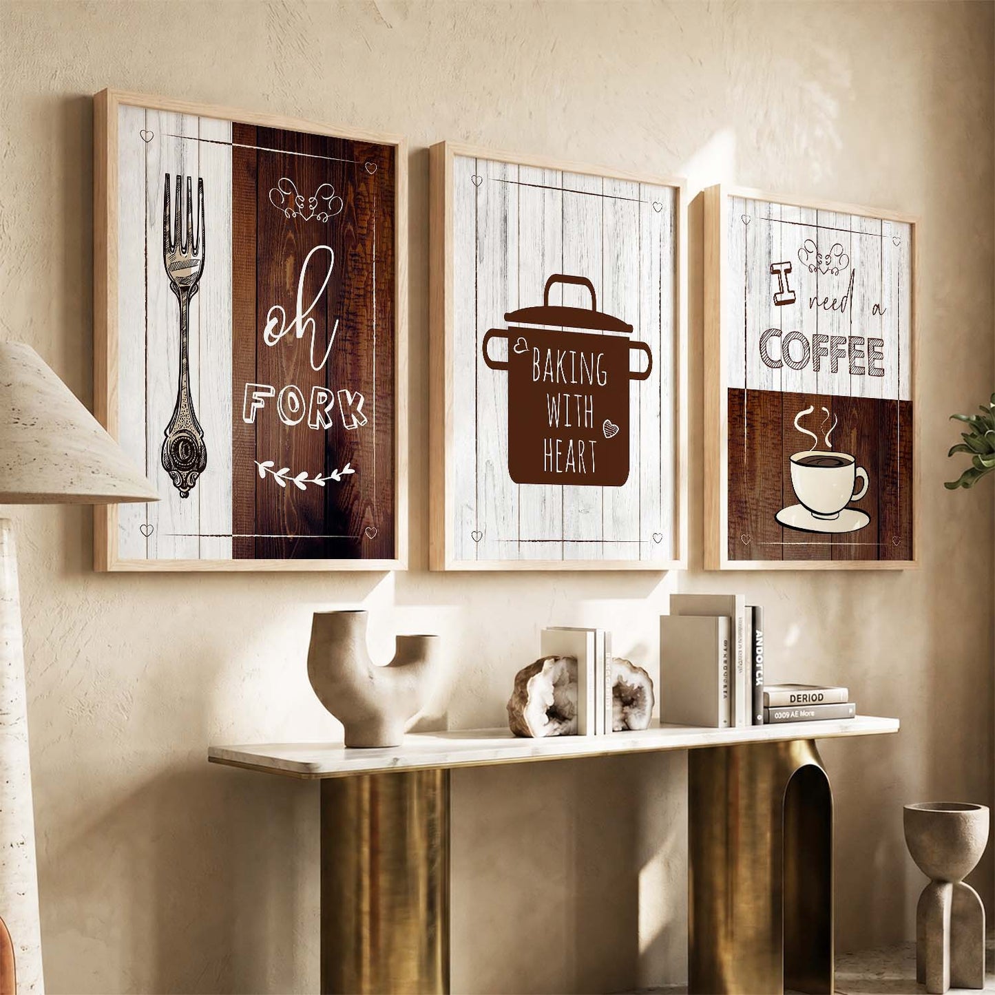 Wall Frame Set for Kitchen Restaurant & Bar Wall Decor - Food Quotes Posters Set