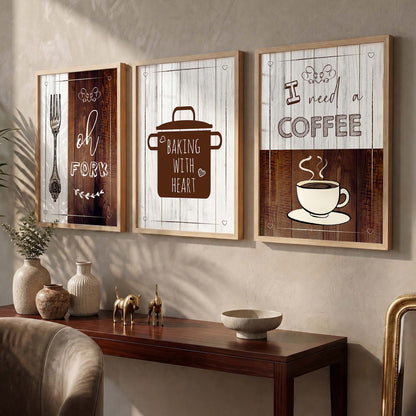 Wall Frame Set for Kitchen Restaurant & Bar Wall Decor - Food Quotes Posters Set