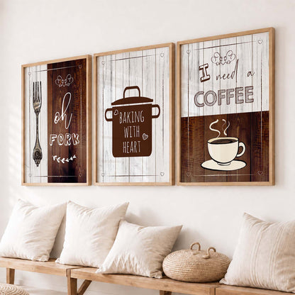 Wall Frame Set for Kitchen Restaurant & Bar Wall Decor - Food Quotes Posters Set