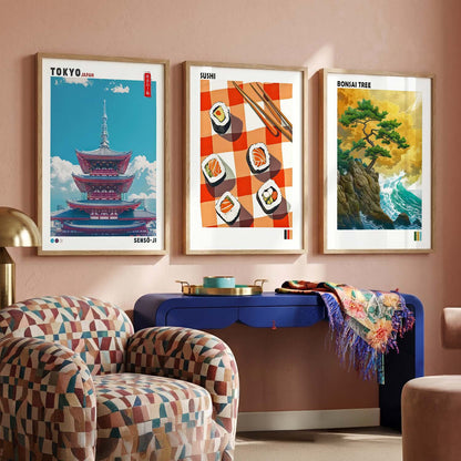 Aesthetic Japan Wall Art Paintings for Living Room Bedroom