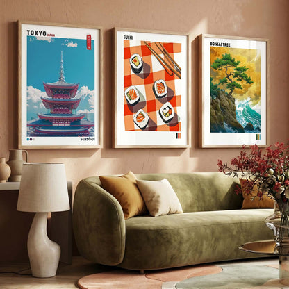 Aesthetic Japan Wall Art Paintings for Living Room Bedroom