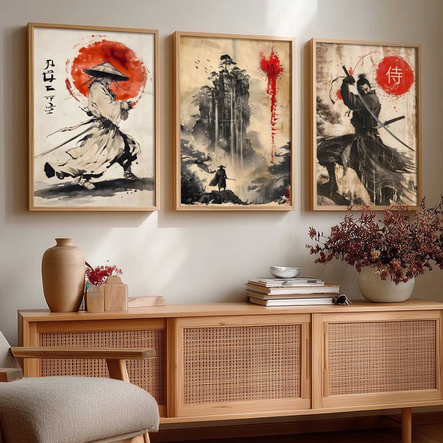 Japanese Samurai Wall Art Paintings for Living Room Bedroom