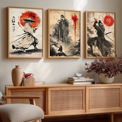 Japanese Samurai Wall Art Paintings for Living Room Bedroom