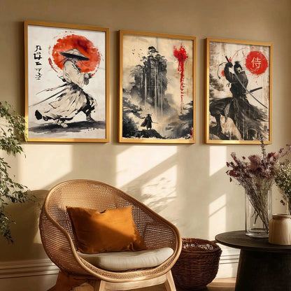 Japanese Samurai Wall Art Paintings for Living Room Bedroom