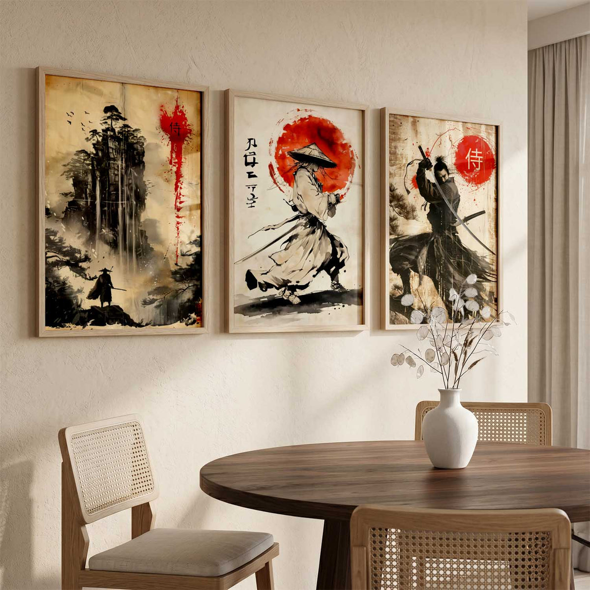 Japanese Samurai Wall Art Paintings for Living Room Bedroom