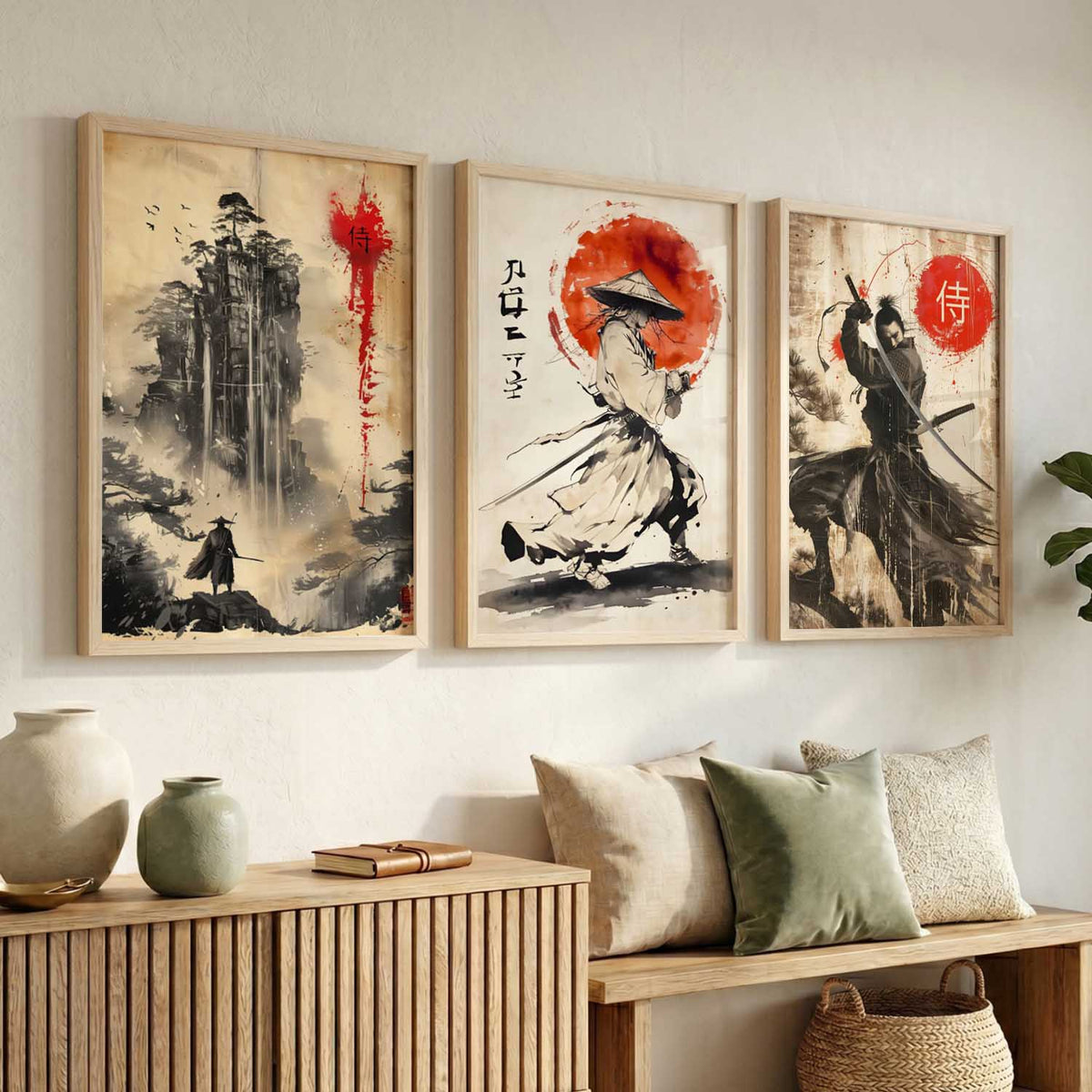 Japanese Samurai Wall Art Paintings for Living Room Bedroom