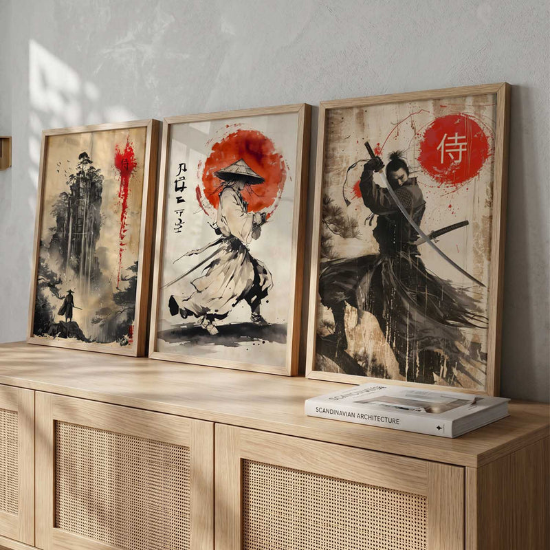 Japanese Samurai Wall Art Paintings for Living Room Bedroom