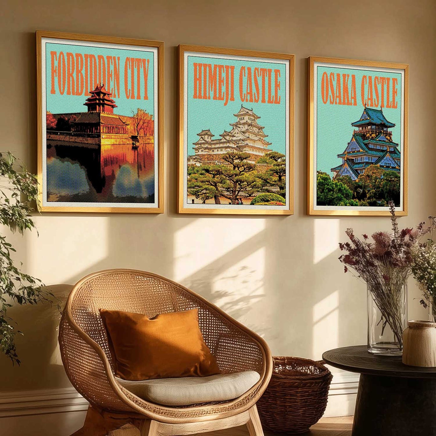 Japanese City View Wall Art Paintings for Living Room Bedroom