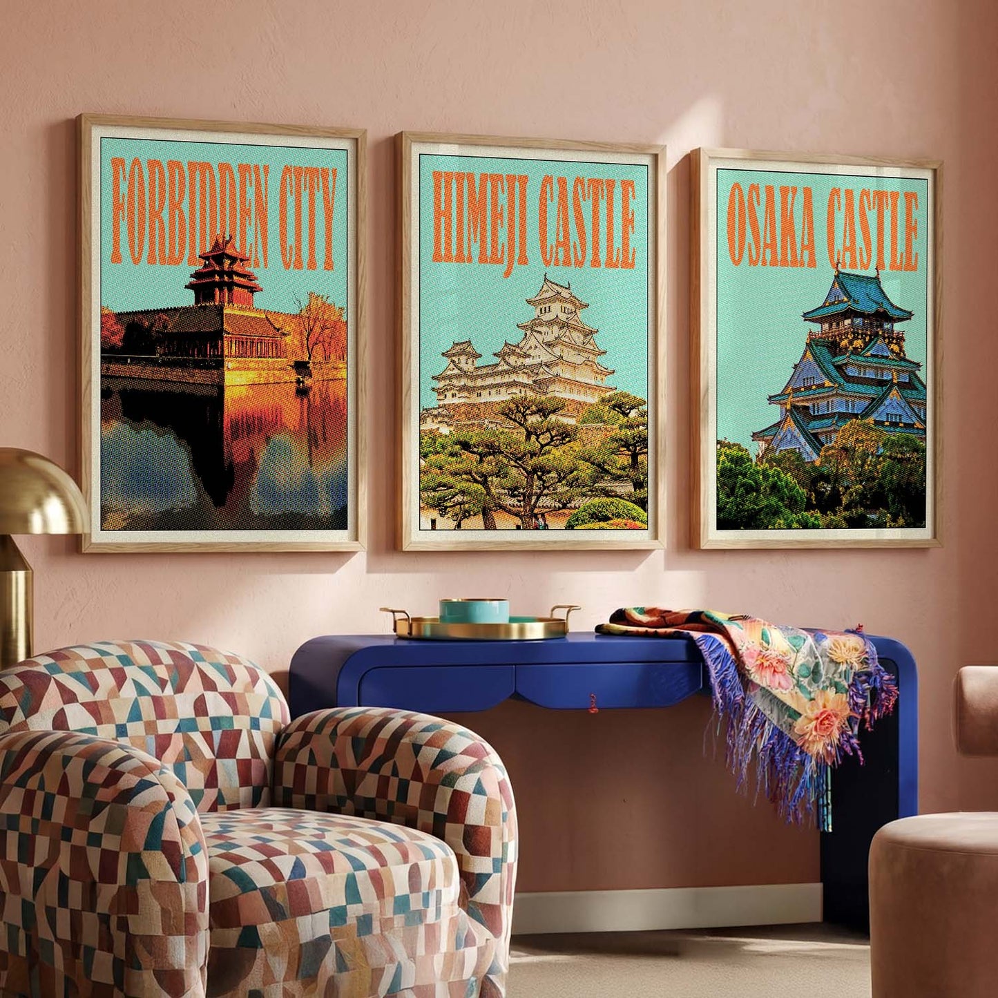 Japanese City View Wall Art Paintings for Living Room Bedroom