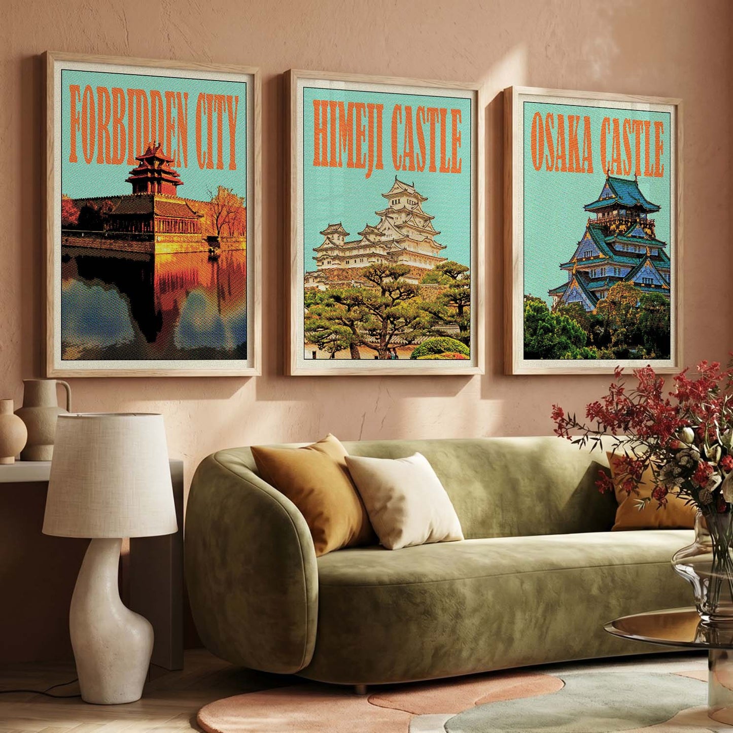 Japanese City View Wall Art Paintings for Living Room Bedroom