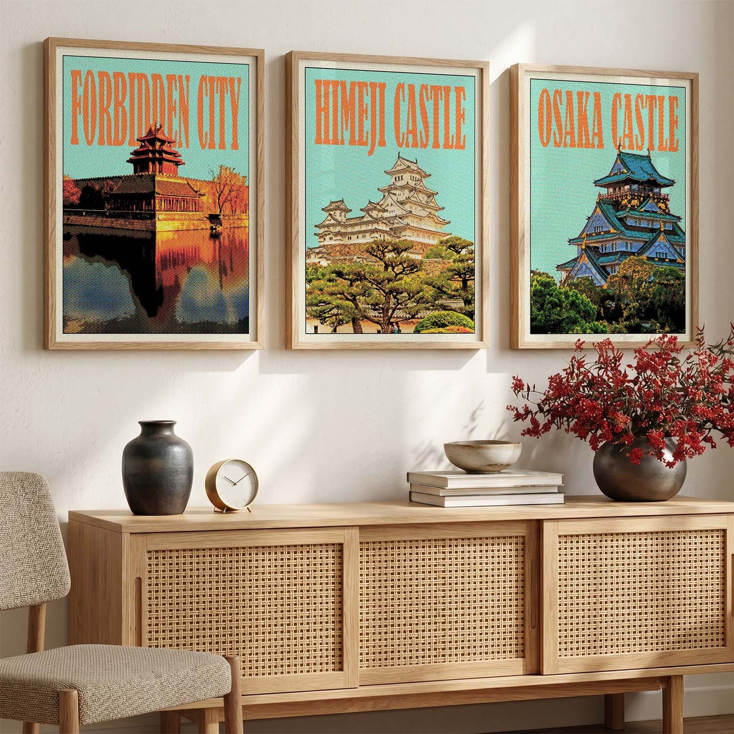 Japanese City View Wall Art Paintings for Living Room Bedroom