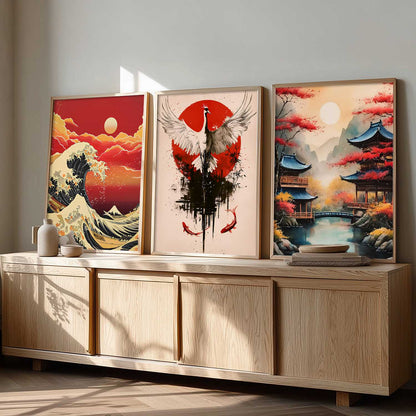 Aesthetic Japan Nature Wall Art Paintings for Living Room Bedroom
