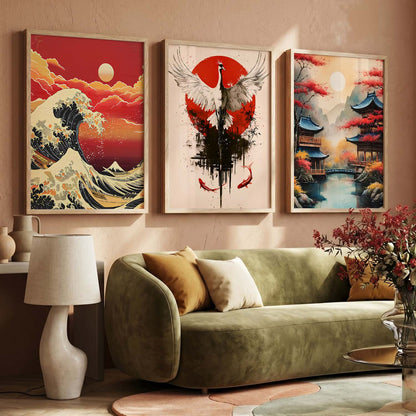 Aesthetic Japan Nature Wall Art Paintings for Living Room Bedroom