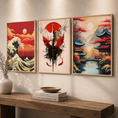 Aesthetic Japan Nature Wall Art Paintings for Living Room Bedroom