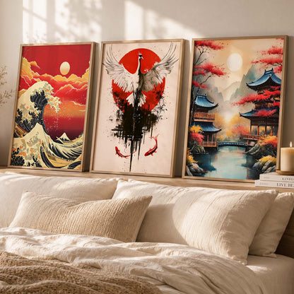 Aesthetic Japan Nature Wall Art Paintings for Living Room Bedroom