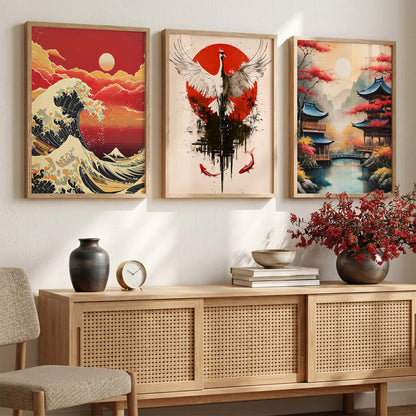 Aesthetic Japan Nature Wall Art Paintings for Living Room Bedroom