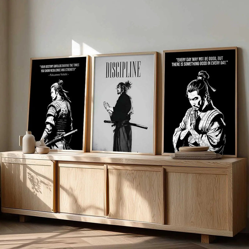 Japanese Samurai Motivational Wall Art Paintings for Living Room Bedroom