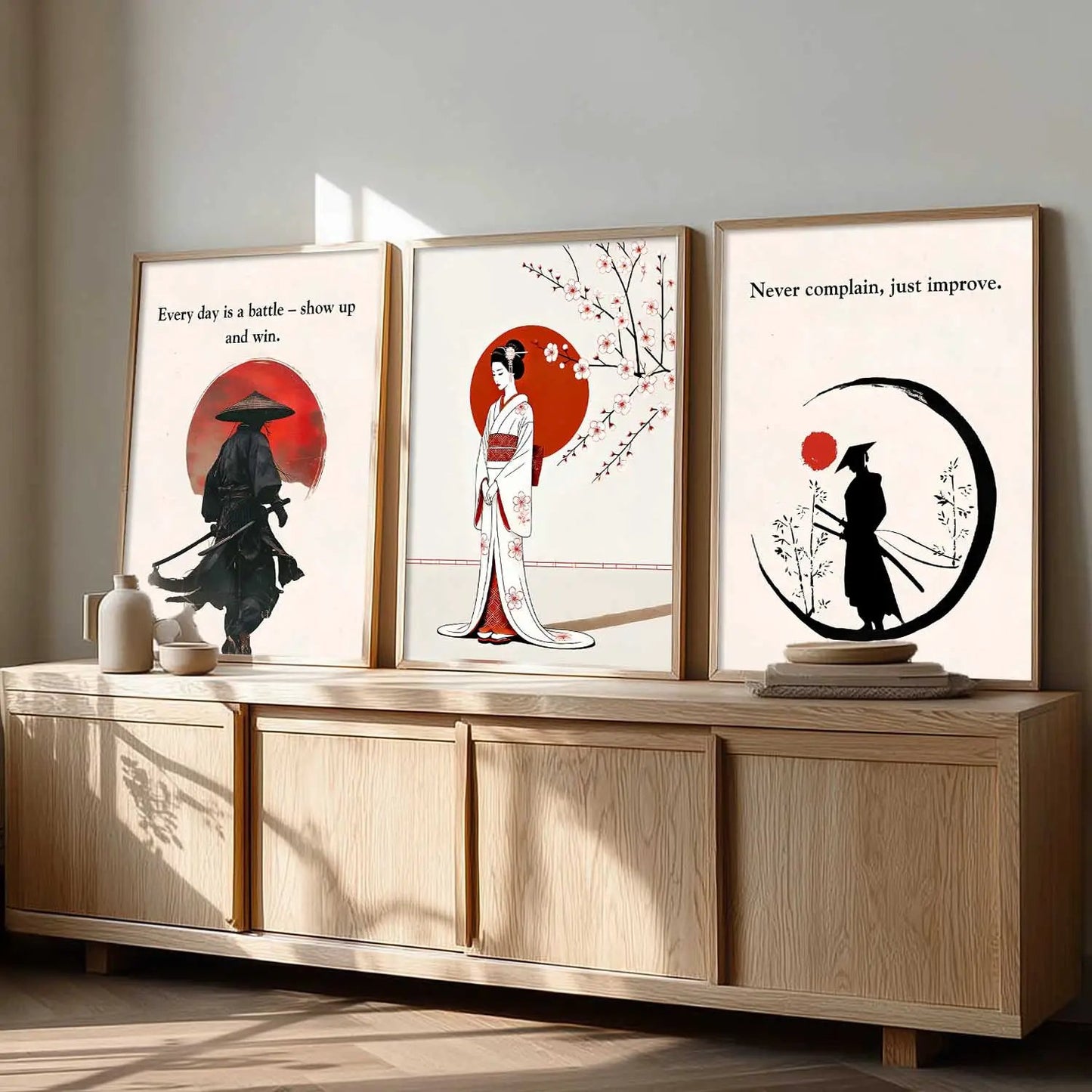 Japanese Samurai Motivational Wall Art Paintings for Living Room Bedroom