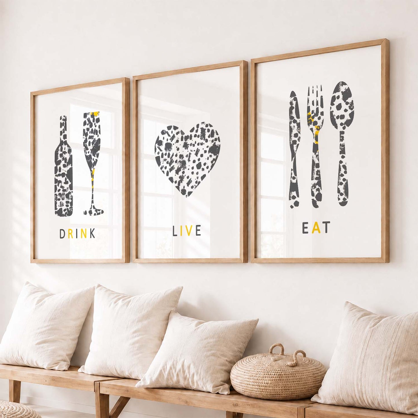 Kitchen Quotes Wall Posters Set for Kitchen Restaurant Bar Wall Decor - Food Lovers Frame Set