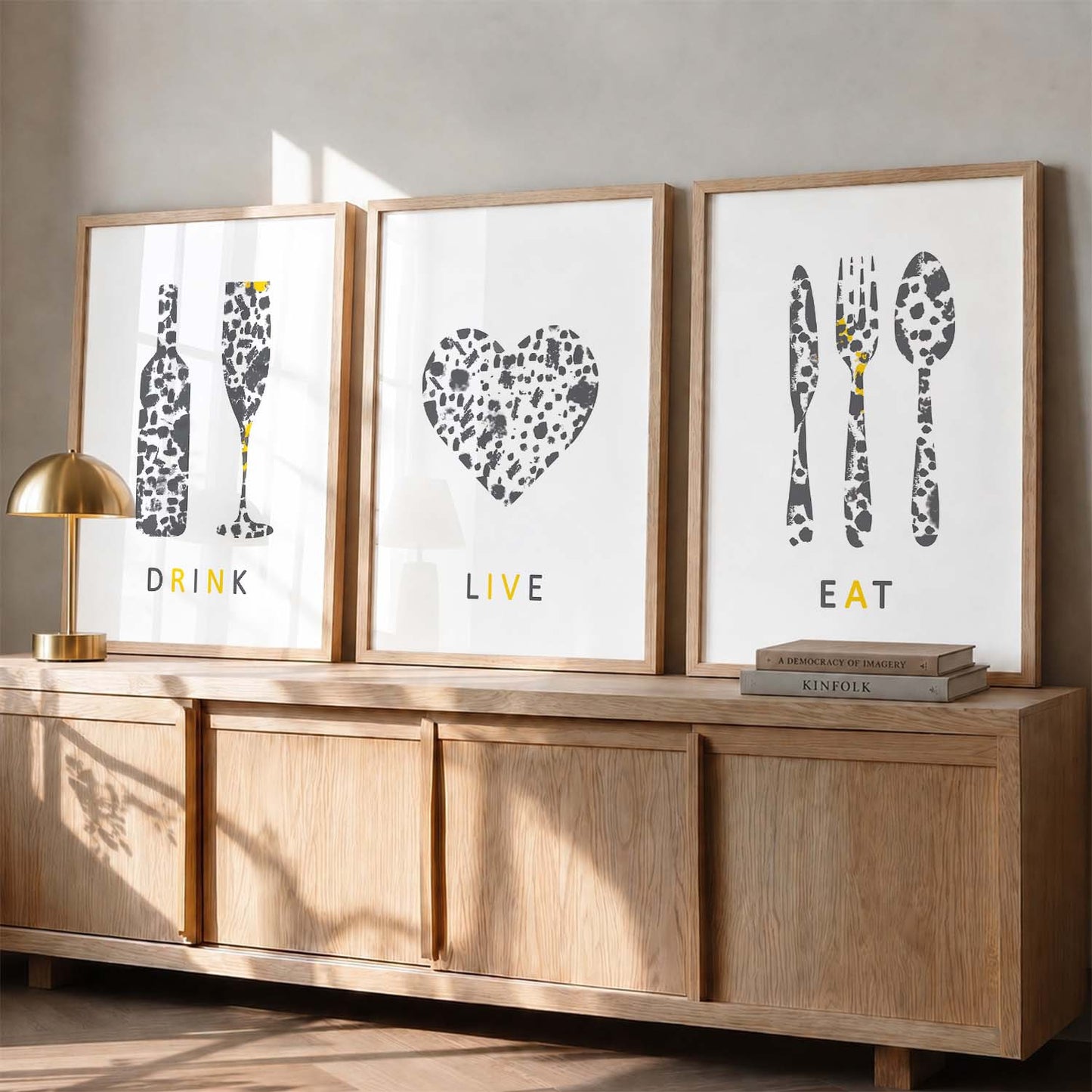 Kitchen Quotes Wall Posters Set for Kitchen Restaurant Bar Wall Decor - Food Lovers Frame Set