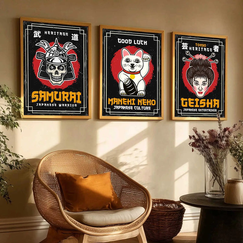 Japanese Samurai Motivational Wall Art Paintings for Living Room Bedroom