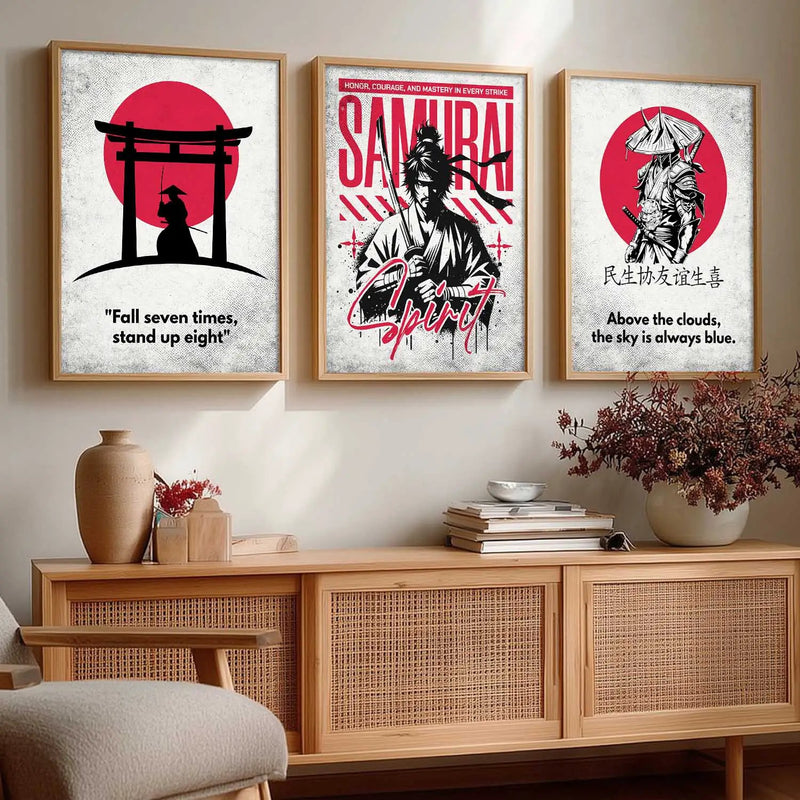 Japanese Samurai Motivational Wall Art Paintings for Living Room Bedroom
