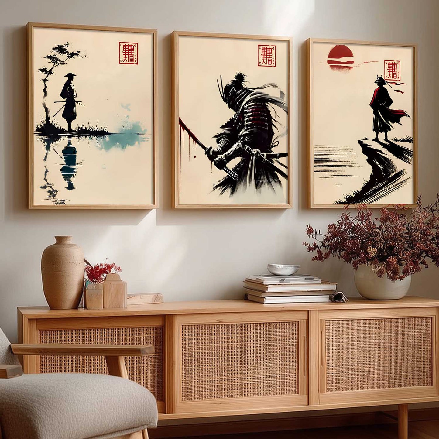 Japanese Samurai  Wall Art Paintings for Living Room Bedroom