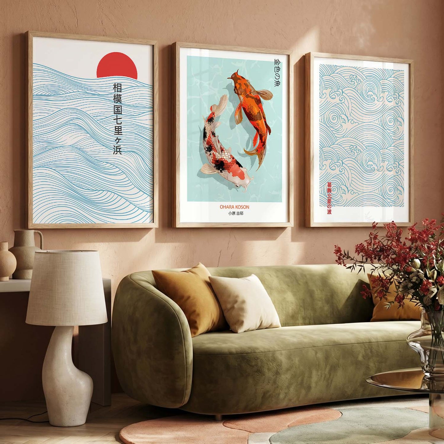 Aesthetic Japanese Wall Art Paintings for Living Room Bedroom