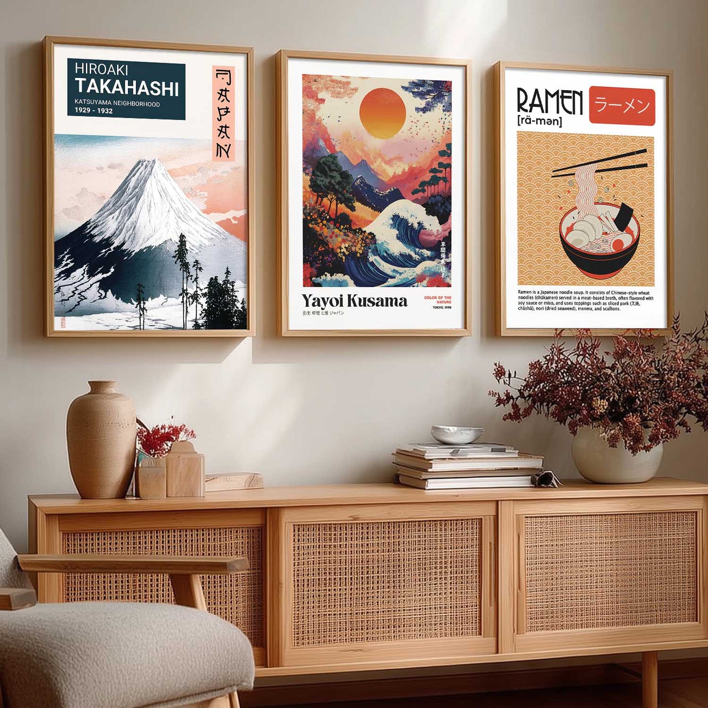 Aesthetic Japanese Nature Wall Art Paintings for Living Room Bedroom