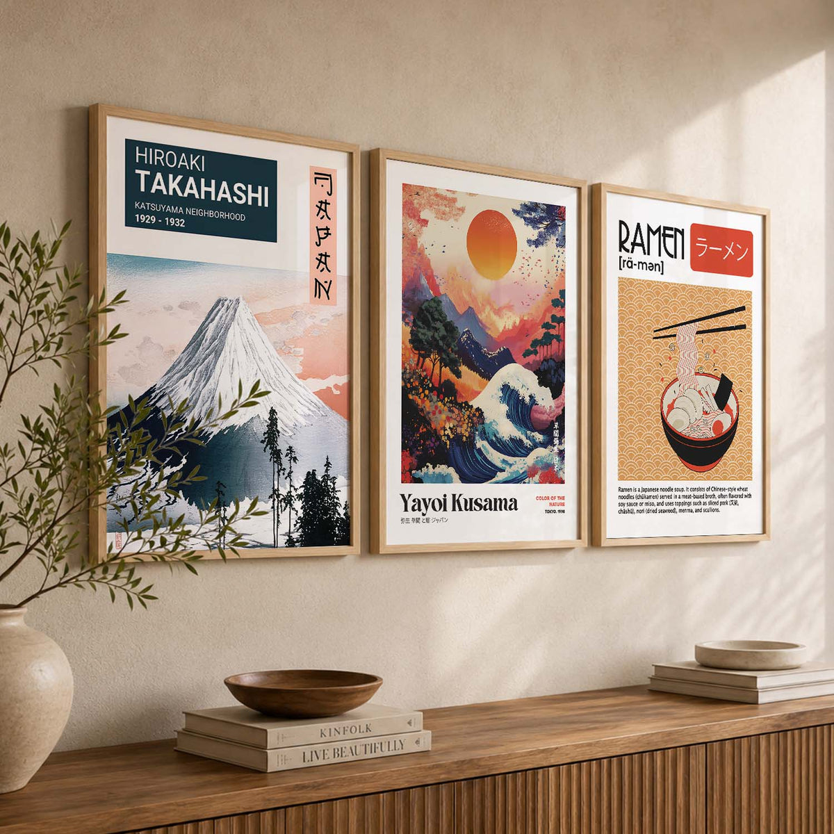 Aesthetic Japanese Nature Wall Art Paintings for Living Room Bedroom