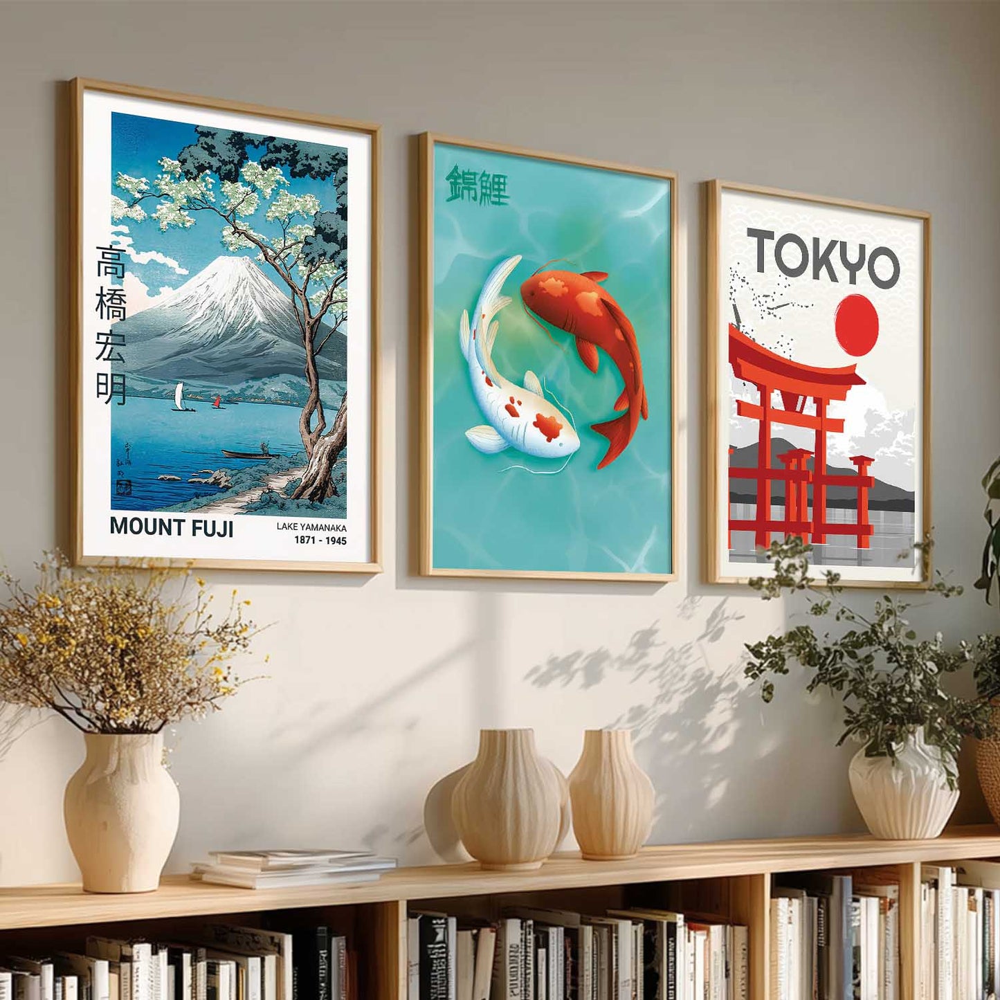Aesthetic Japanese Nature and City View Wall Art Paintings for Living Room Bedroom