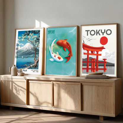 Aesthetic Japanese Nature and City View Wall Art Paintings for Living Room Bedroom