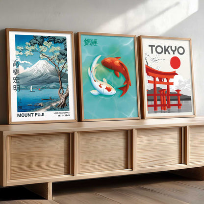 Aesthetic Japanese Nature and City View Wall Art Paintings for Living Room Bedroom