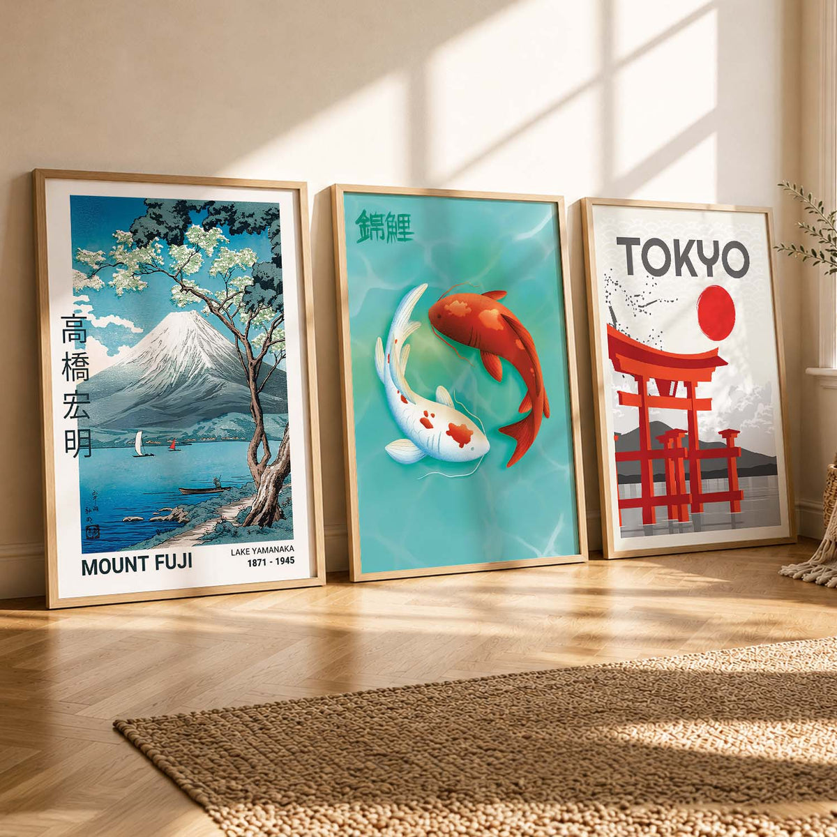 Aesthetic Japanese Nature and City View Wall Art Paintings for Living Room Bedroom