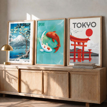 Aesthetic Japanese Nature and City View Wall Art Paintings for Living Room Bedroom