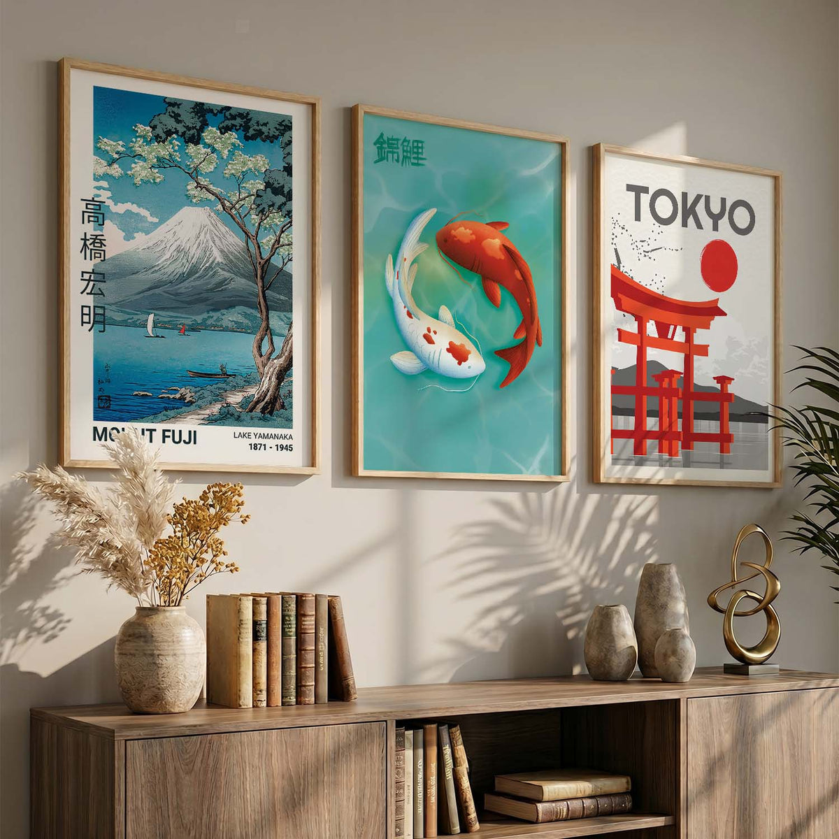Aesthetic Japanese Nature and City View Wall Art Paintings for Living Room Bedroom