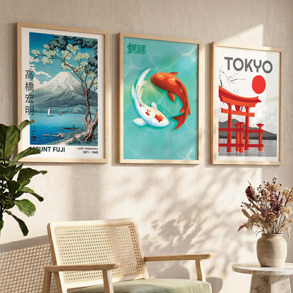 Aesthetic Japanese Nature and City View Wall Art Paintings for Living Room Bedroom
