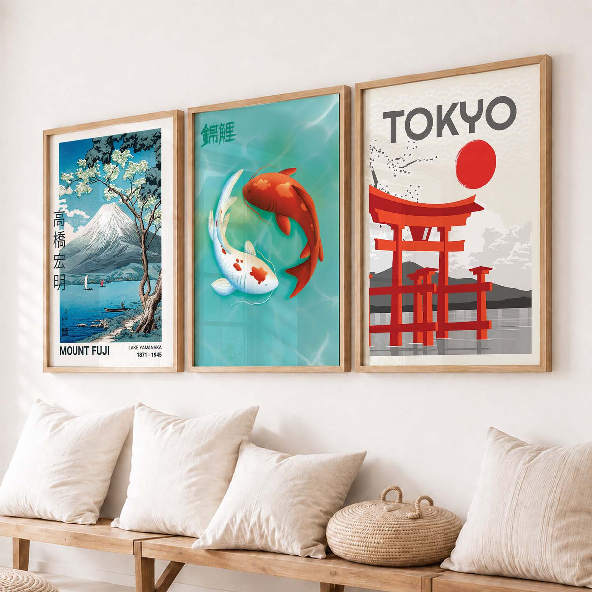 Aesthetic Japanese Nature and City View Wall Art Paintings for Living Room Bedroom