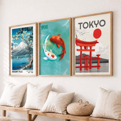 Aesthetic Japanese Nature and City View Wall Art Paintings for Living Room Bedroom
