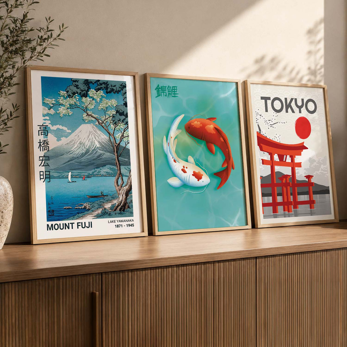 Aesthetic Japanese Nature and City View Wall Art Paintings for Living Room Bedroom